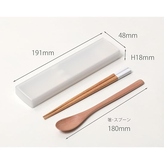 ansio Quiet Antibacterial Chopsticks and Spoon 18cm Set with Sliding Case, Natural Wood, Black, Dish