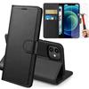 iPhone 13 Pro Case - E.F.Connection - Black Faux Leather - 2 Tempered Glasses - Screen Protection - Video Stand