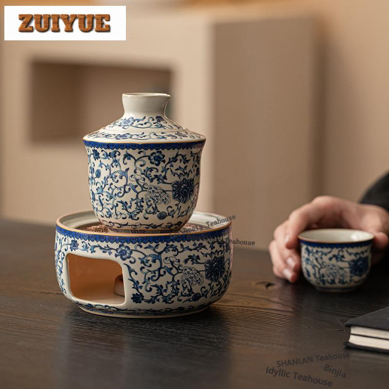 Ru Kiln Sea Wave Tea Warmer Holder Alcohol Burner Stove Kettle Stand Boiling Water Carbon Furnace Tea Services Ornaments Craft