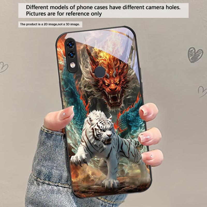 

A huge dragon and tiger For Redmi Note 14 Pro+ 13 Pro 8 9 9S 12S 10 Pro 11 12 13C 14C A3 12 13 K60 Ultra Black Glass Phone Case Redmi Note 14 Pro 5G (India)