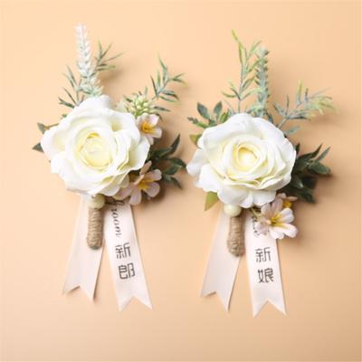 Corsage Flower Boutonnieres for Wedding, Proms, Anniversaries, Ceremonies and Beach Parties Soft Artificial Flowers