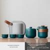 Zhuijia Green Pottery Portable Travel Tea Set - 1 Pot, 3 Cups
