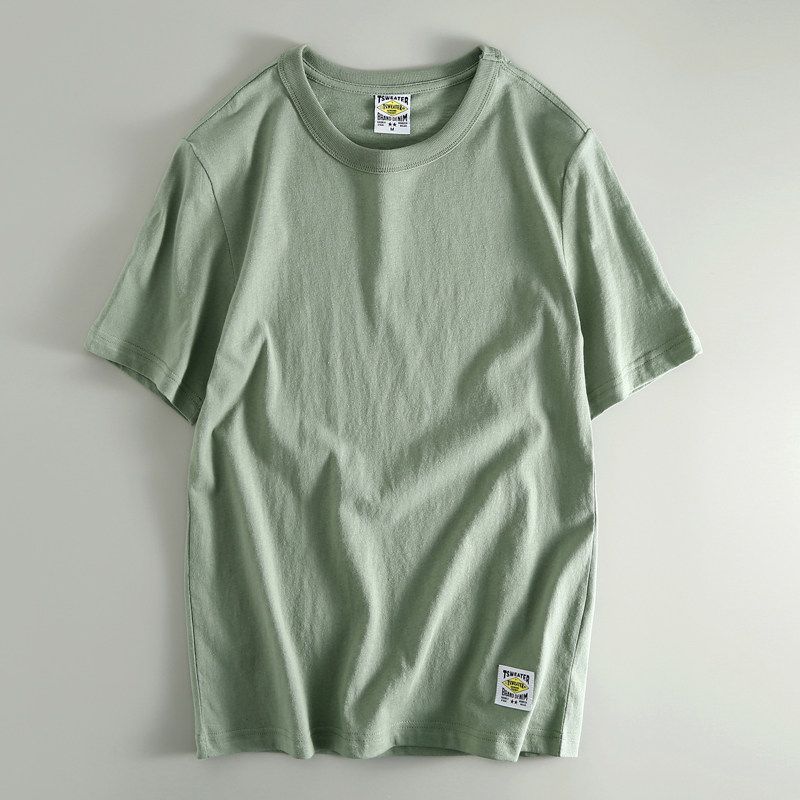 Leak-Picking! Export Export Japan Pure Cotton Men Casual Pure Color Short Sleeve T-Shirt Tail Order Cattle Goods OEM Goods Bottoming Shirt