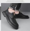 Men's Black Leather Thick-Soled Derby Shoes: Casual, Wedding, and Workwear Martin Boots.