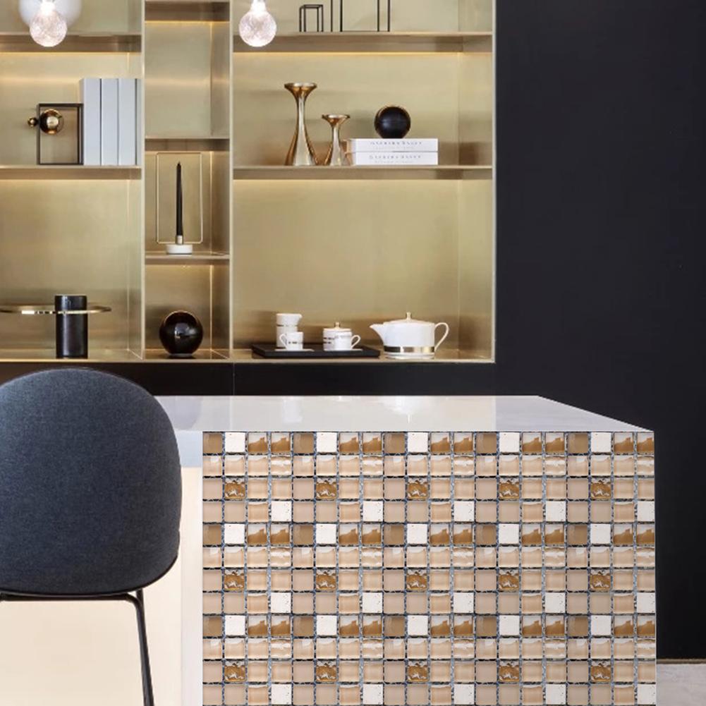 10Pcs Mosaic Wall Stickers Waterproof Decorative Tile Stickers Self Adhesive 10x10cm for Kitchen Backsplash Furniture Staircase