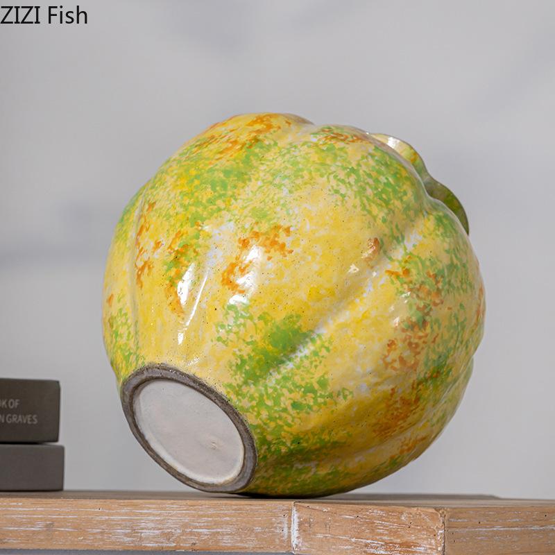 Green Vitality Ceramic Vase Painted Decorative Flower Pots Desk Decoration Flower Arrangement Floral Vases Room Aesthetic Decor