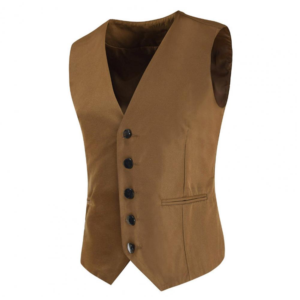 

V-neck Vest Elegant V-neck Gentlemen s Suit Vest with Pockets Designed For Business Attire in Autumn Winter Gentlemen Suit Vest High Quality M коричневый