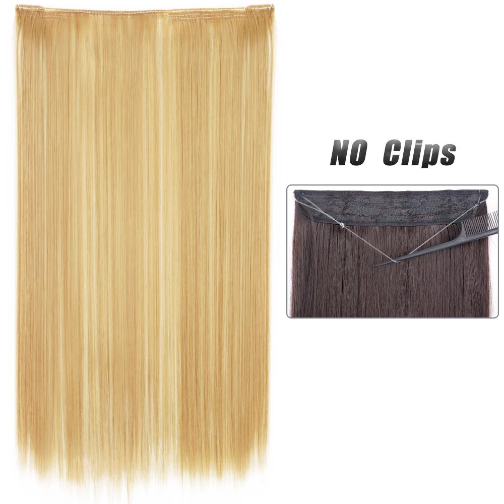 MERISIHAIR Women Fashion Long Straight Hair Extensions Synthetic Fiber Long Wavy Straight Invisible No Clips Hairpiece