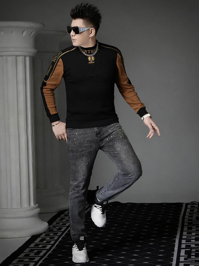 European Style Half-Turtleneck Base Shirt for Men, 2026 Autumn and Winter New Long-Sleeve T-Shirt with High-End Embroidered Sweatshirt for Men