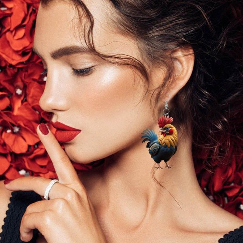 Cute Chicken Ear Studs Ornament Ear Rings Fashionable Ear Hooks Accessories