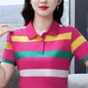 Damen Sommer Tops Streifen T-Shirts Sexy Vintage Kurzarm Polo T-Shirts Locker Lässig