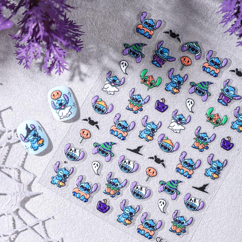 

3D Cute Ghost & Pumpkin Nail Art Stickers - Halloween Embossed Design Stitch CF-1101