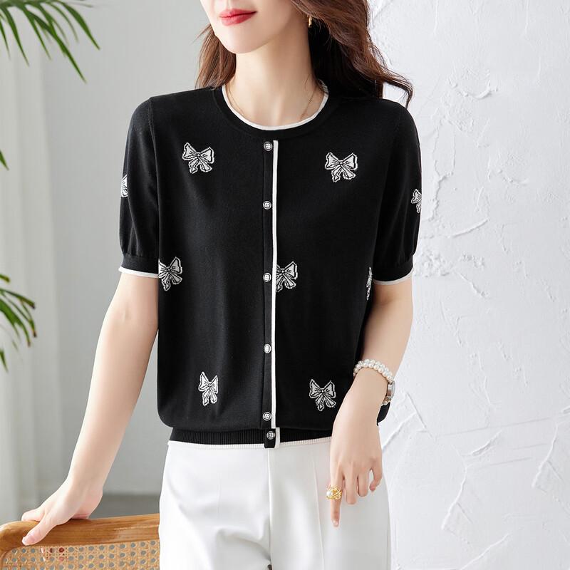 

Women s Mulberry Silk Blend Short Sleeve Knit T-Shirt L