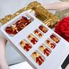 24Pcs Fall Press on Nails Medium Square Fake Nails with Autumn Leaves Designs Red Autumn Maple Leaf False Nail Thanksgiving Acrylic Nails Kit Red