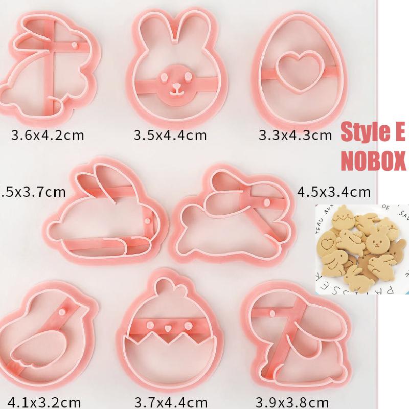 8Pcs DIY Easter Cookie Biscuit Mold Cartoon Bunny Egg Cookie Cutters 3D Rabbit Baking Fondant Mold Stamp Cake Decorating Tools