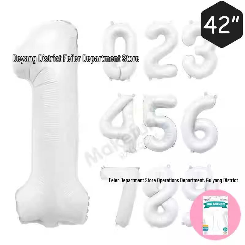 42-inch Matte White Nylon Number Balloon for Birthday or Wedding Decoration