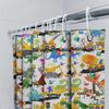 Animal Construction Shower Curtain Dinosaur Decor For Kids Bathroom Waterproof Fabric With Stop Sign Design Unique Home Accessor