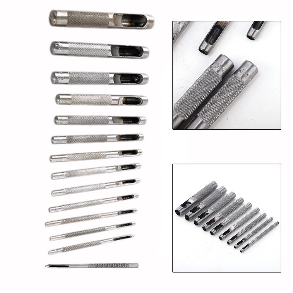 14pcs Leather Hole Punch Punching Tools Leather Hollow Round Drilling Puncher Kit  1-10mm Punching For Clothing Belt Canvas
