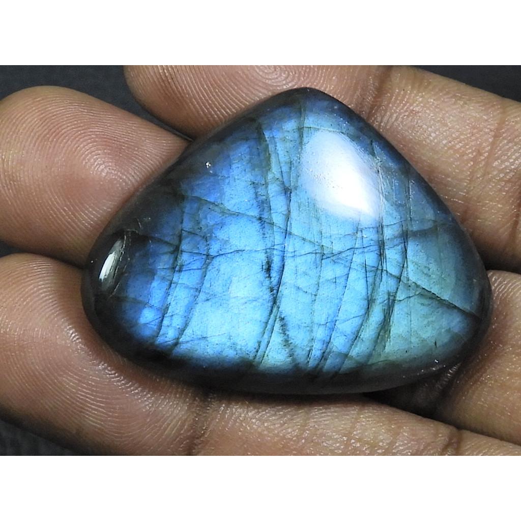 85Cts. Natural Labradorite Blue Fire Pear Cabochon Loose Gemstone 30X42X07MM B-17