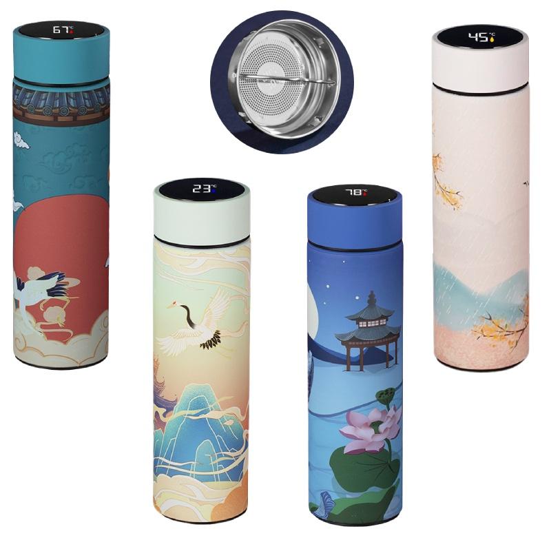 Kreative LED-Anzeige Temperatur Edelstahl Vakuumflasche 500ml