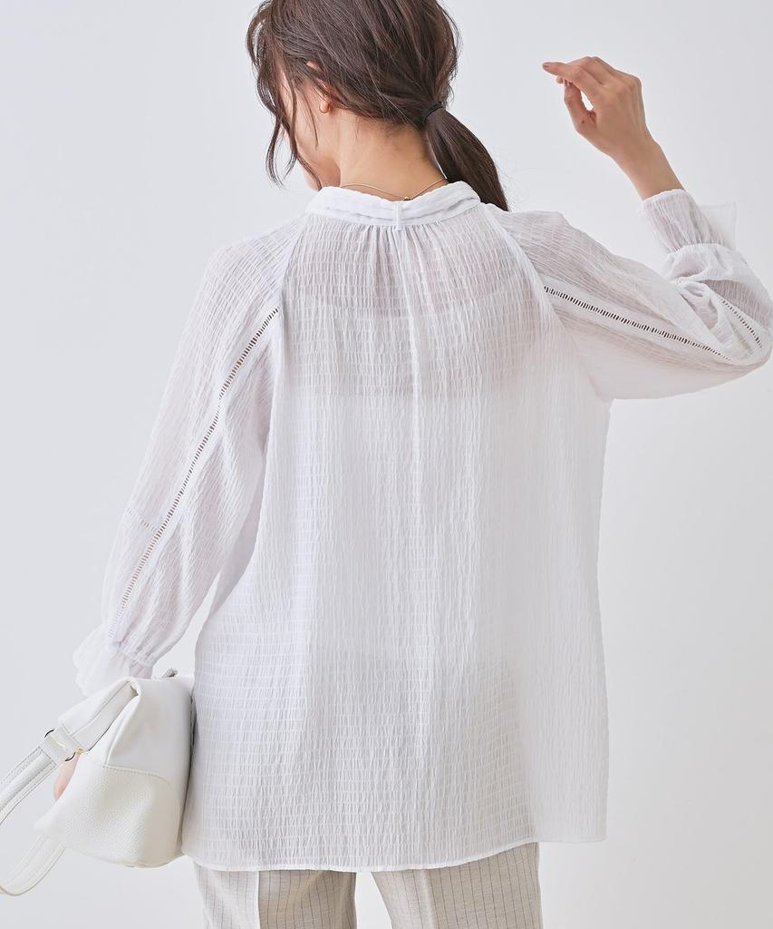 INDIVI Volume Sleeve Airy Blouse 12783601 Black Size 38 Shirt/Blouse [Washable/Shirring Material] Women's (019) (M)