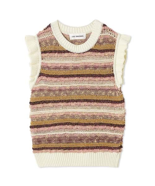 

Женский вязаный топ в полоску Lily Brown (LWNT252080, Розовый) розовый