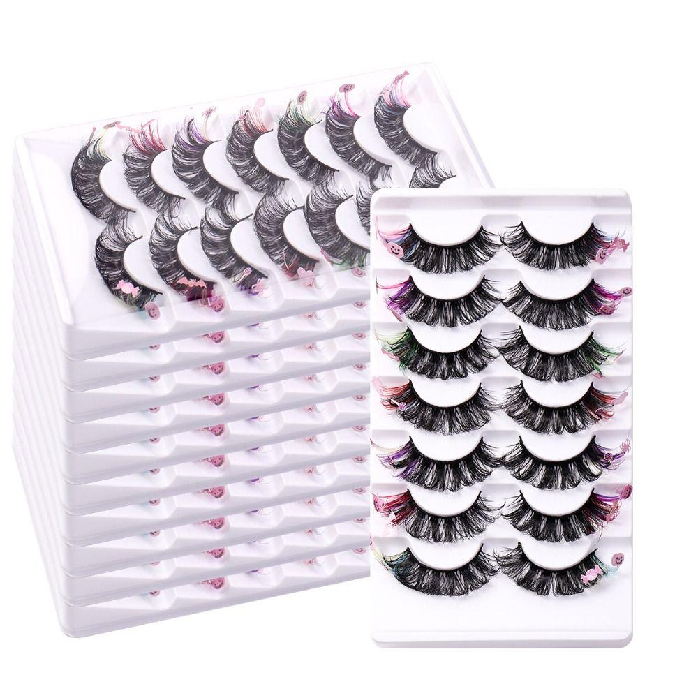 7 Pairs Dramatic Colorful Eyelashes Thick Fluffy Colored False Eyelashes Party