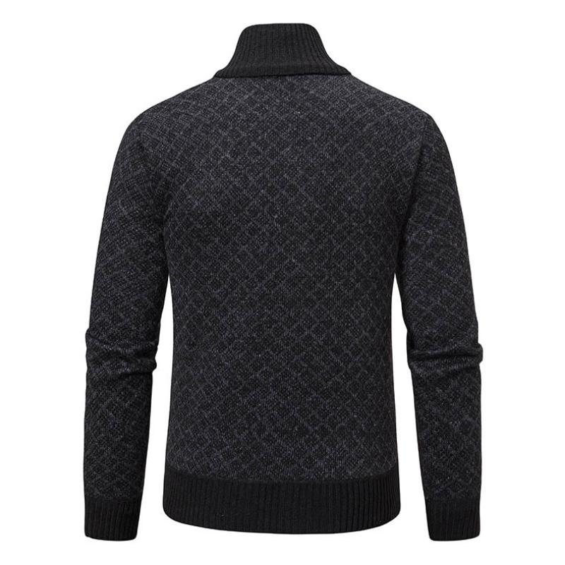 Herbst und Winter Herren Modische Karojacke Trendiger Stehkragen Slim Langarm Lässiger Pullover Top