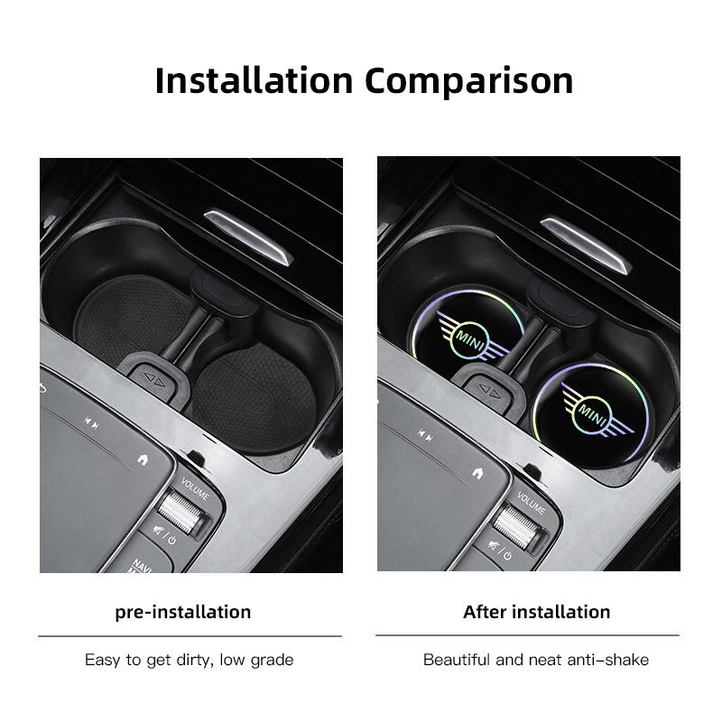 2Pcs Car Water Cup Mat Auto Interior Storage Pad Accessories For MINI WORKS One Cooper JCW R60 R59 R58 R57 R56 R55 R53 R52 F55