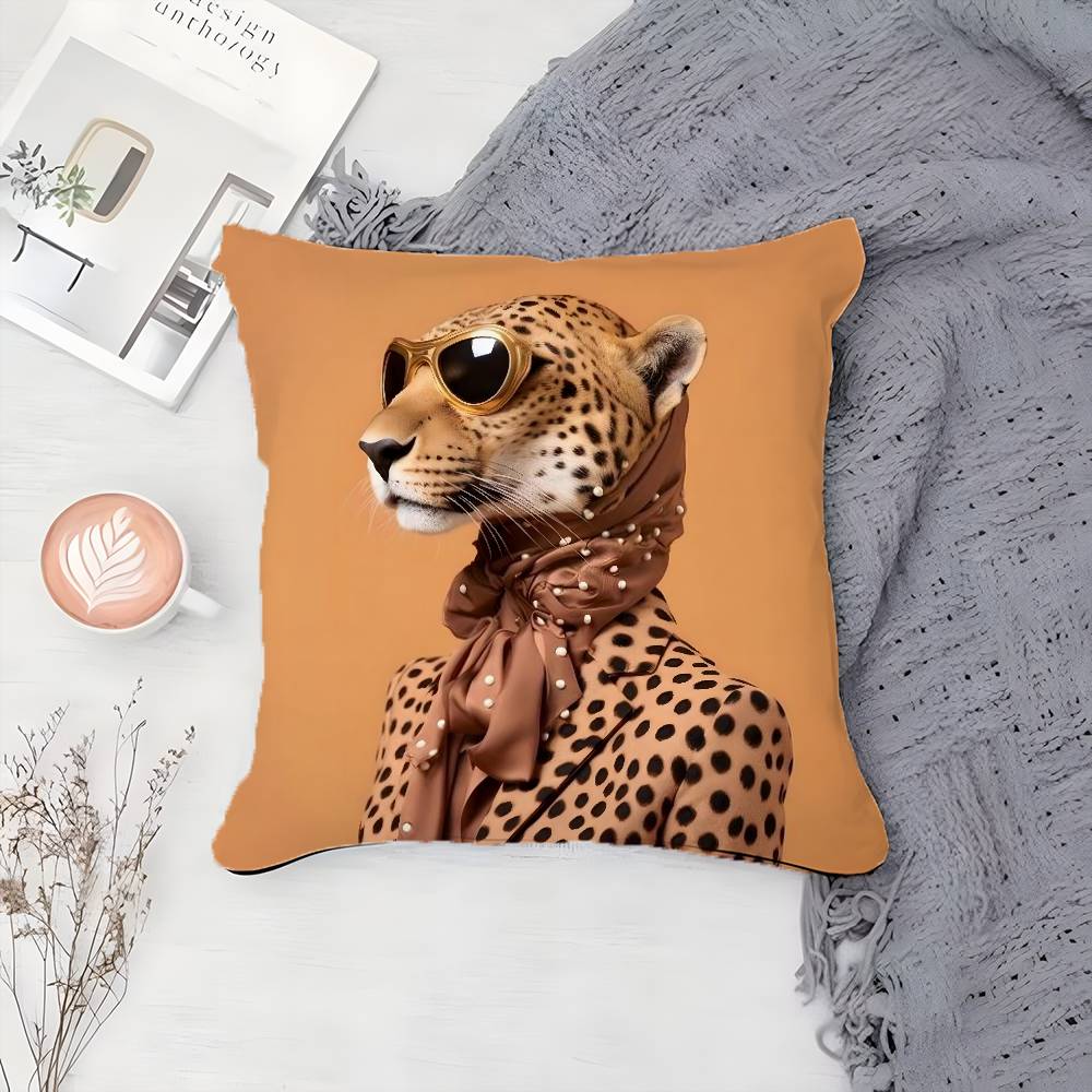 Fashion With Wreath Animals Pillow Case Printing Pillowcase Living Room Sofa Cushion Cover Bedroom Room Decor