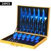 Home Kitchen Supplies Golden Wooden Box, Steel Dining Utensils, Western Dining Swords, 24pcs, Clothes, Dinner Utensils, Ceremony Boxes, Clothes