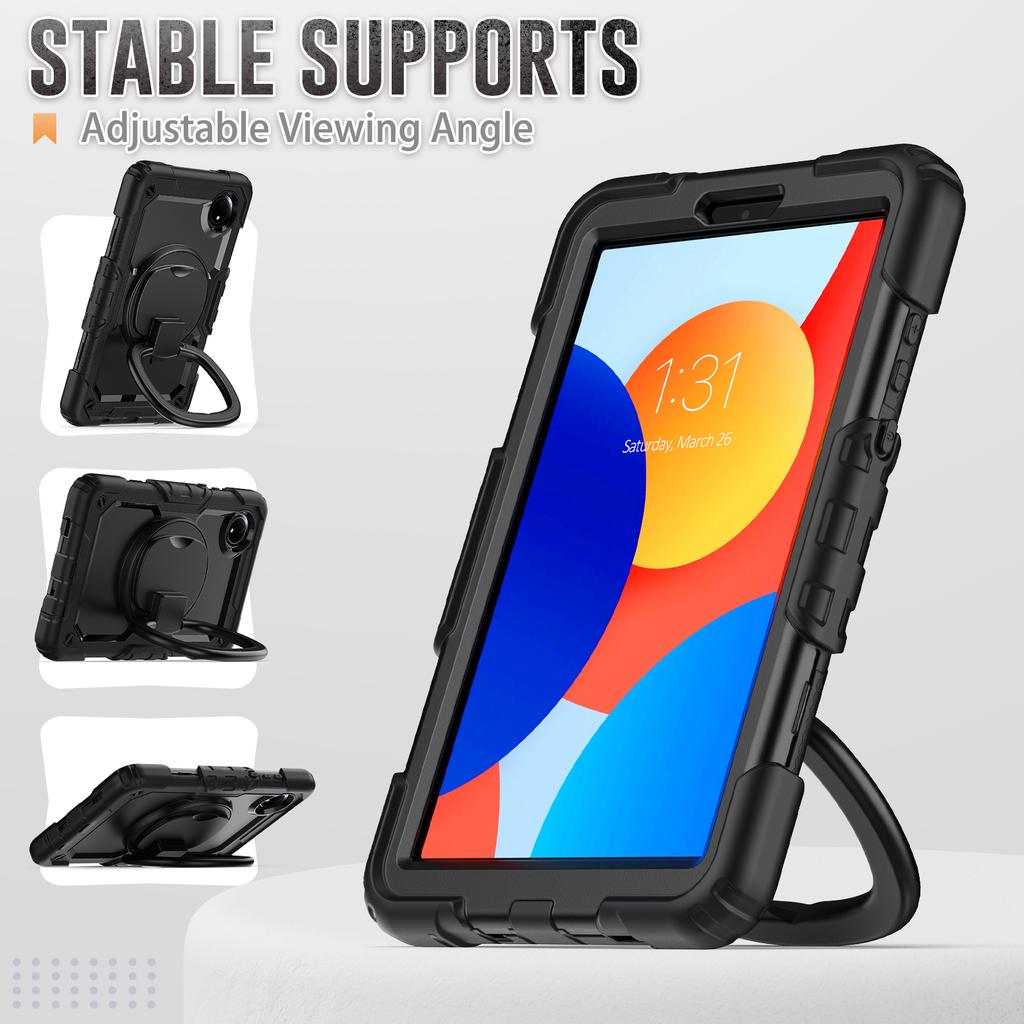 For Xiaomi Redmi Pad SE 4G 8.7 Inch Kickstand Case PC+Silicone Tablet Cover with Shoulder Strap