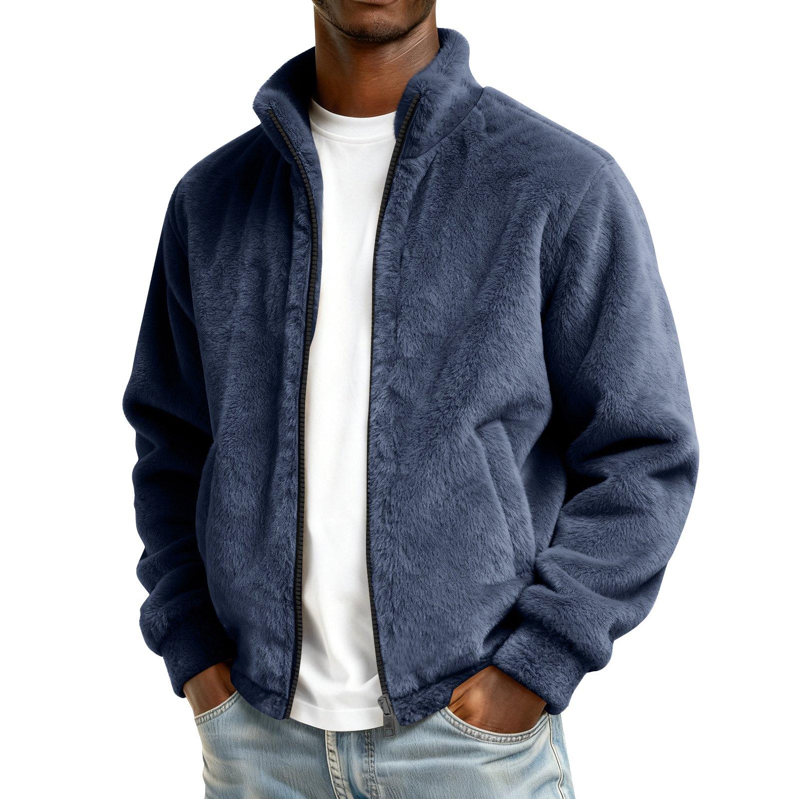 

Men s Winter Solid Color Zipper Jacket Men s Casual Fashion Cardigan XL