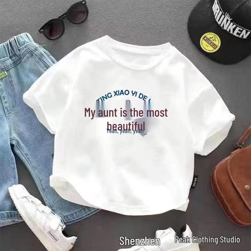 Summer Style 100% Pure Cotton Trendy Loose Short Sleeve T-Shirt for Boys and Girls - Soft, Sweat-Absorbing, and Sweat-Wicking.