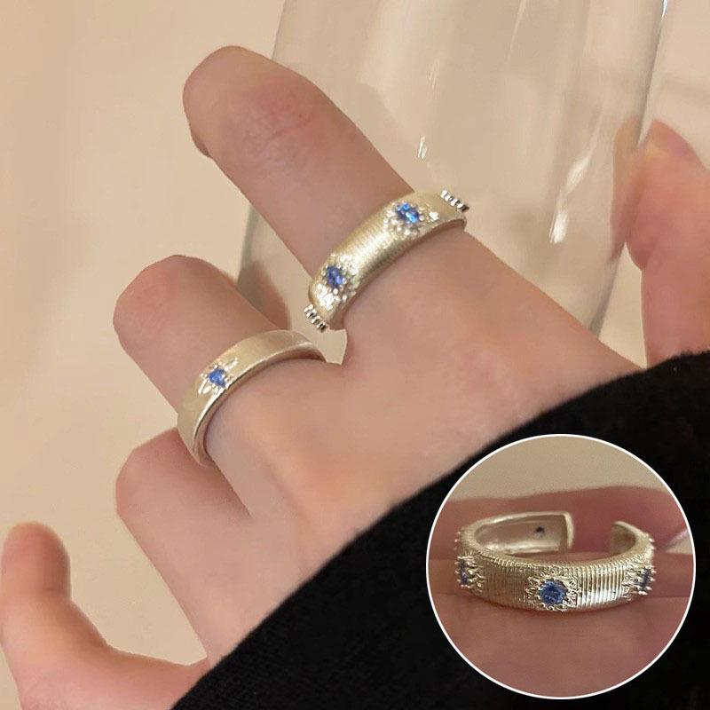 Elegant S925 Silver-Plated Light Blue Open Ring for Women - Versatile, Fashionable, and Luxurious Index Finger Design.