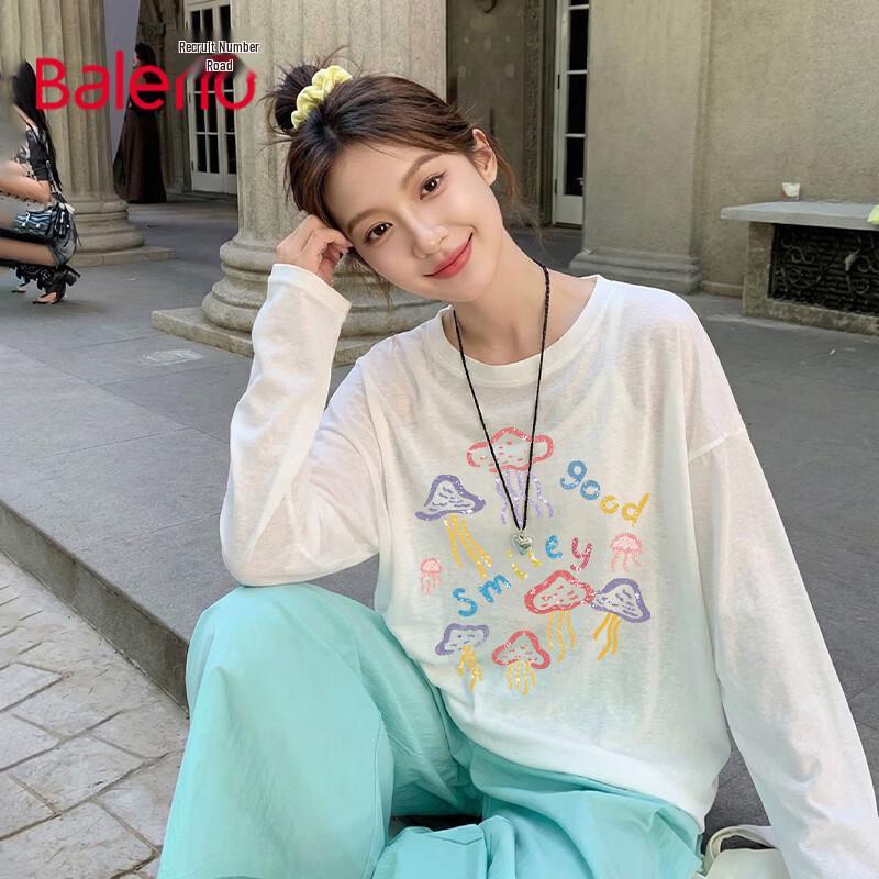 Baleno Women s Round Neck Long Sleeve Cover-up Top M