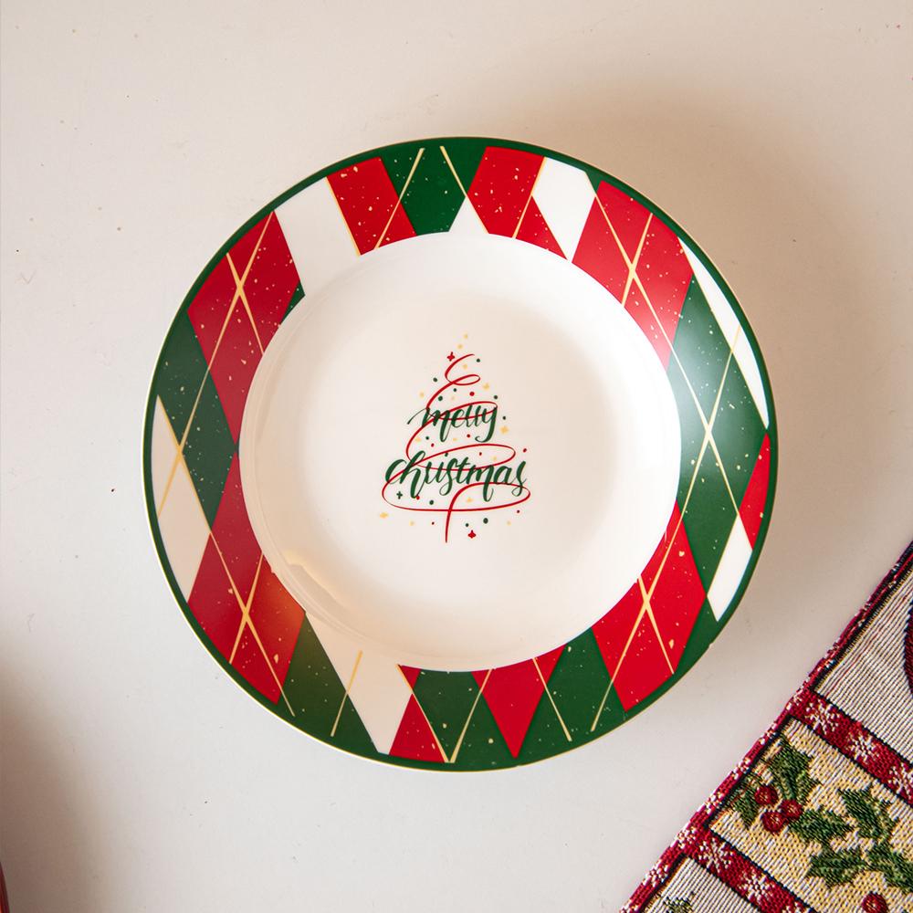 Exquisite Christmas Ceramic Plate Light Luxury Hotel Restaurant Steak Plates Home Party Cuisine Plate Rice Bowls Christmas Gifts