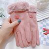 Gloves winter women's velvet thickened warm cute suede women cold and windproof