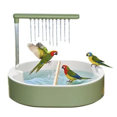 Automatic Bird Bath Parakeet Bath with Circulating Shower System Splash Guard Adjustable Flow Parrot Bath for Cockatiels Macaws Indoor Outdoor