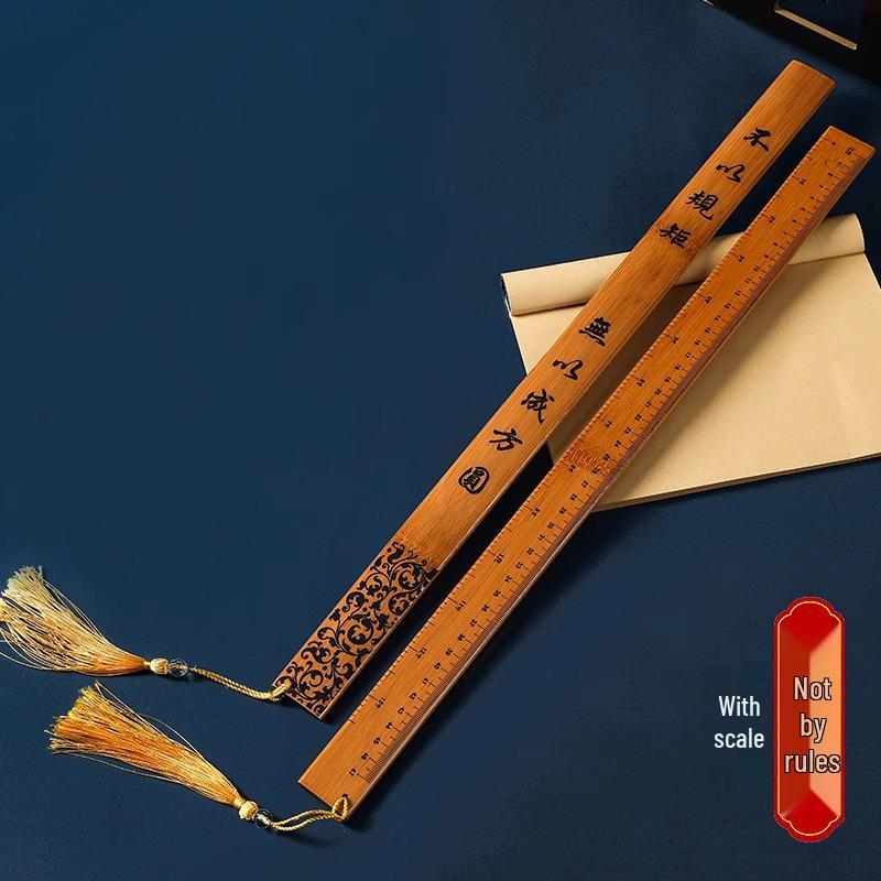 Teacher's Bamboo Ruler for Women - Sinology Learning Aid with Di Zi Gui Quotes