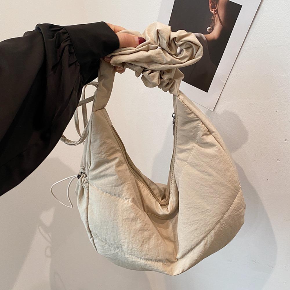 Fashionable Nylon Pleated Shoulder Bag Portable Drawstring Crossbody Bag Underarm Bag INS Korean Style Hand Bag Outdoor