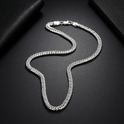 Collar de plata de ley 925 con cadena geométrica fina de 6 mm para hombres y mujeres, joyería clásica de lujo para fiestas, regalos festivos