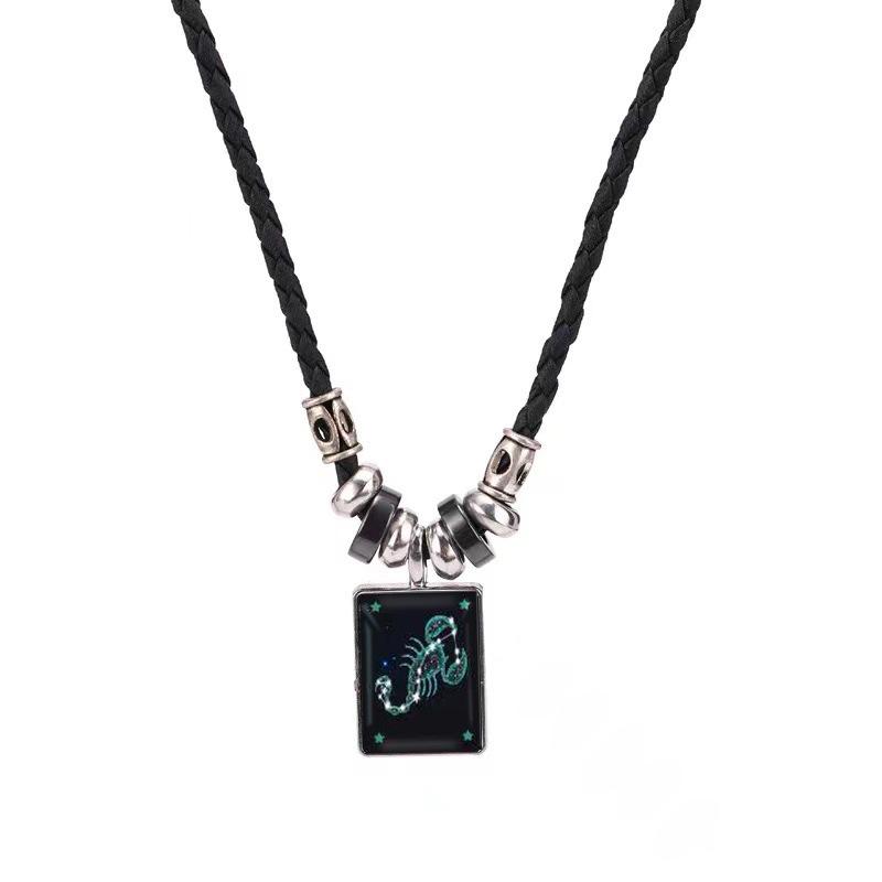 Collana con Ciondolo Zodiaco Creativo 2023 - Moda Retro Europea e Americana con Design alla Moda con Pietra del Tempo