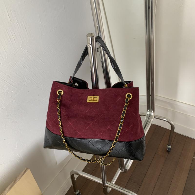 

Премиальная ретро-сумка женская новая модная универсальная сумка через плечо на ромбовидной цепочке, сумка-ведро кроссбоди красный