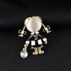 Small Cute Little Girl In Black Dress Nurse Brooches Rhinestone Crystal Brooch Pin Drop Oil Corsage Clothing Coat Jewelry