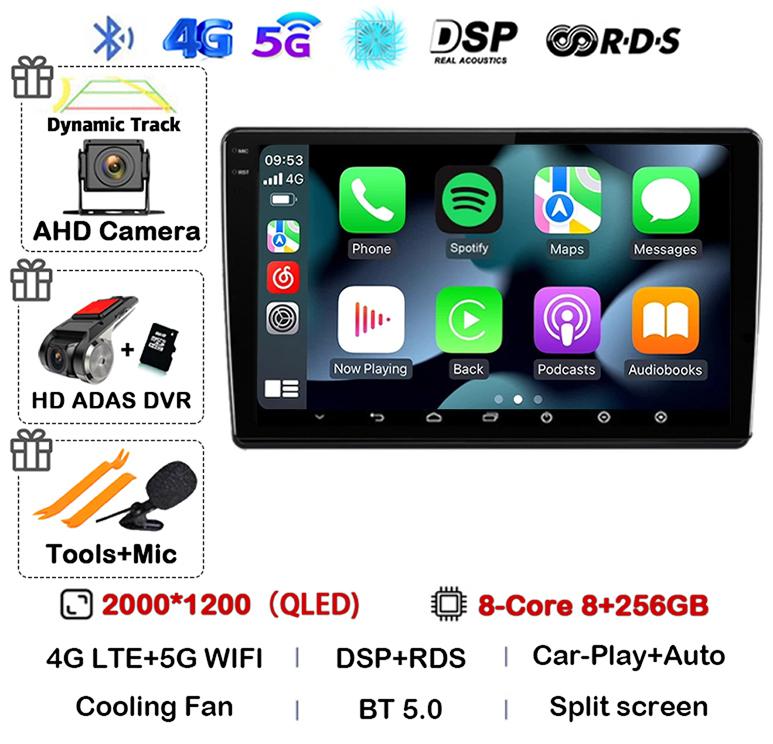 Android 14 Carplay Auto For Skoda Fabia 2 2007-2012 2013 2014 Car Radio GPS Stereo Multimedia Player Head Unit 2 Din WIFI+4G DSP