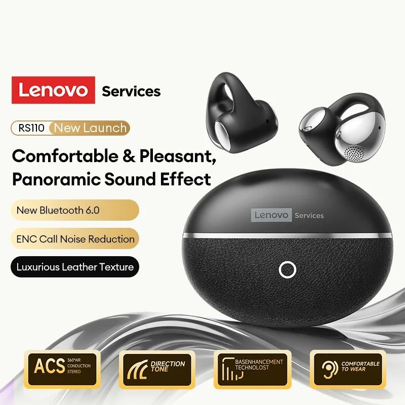 Original Lenovo RS110 OWS Open-Ear Wireless Earbuds Clip On Bluetooth 6.0 Headphones Gaming Music Earphones IPX4 ENC Call Noise Cancellation