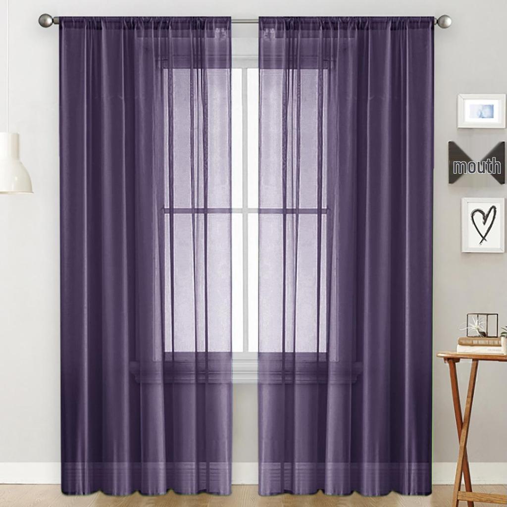 Solid Color Double String Terylene Semi-Light-Blocking Gauze Curtain