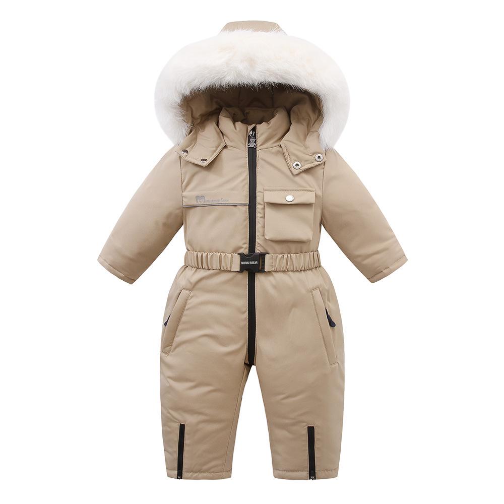 2024 Winter Fleece-Lined Hooded Ski Jumpsuit