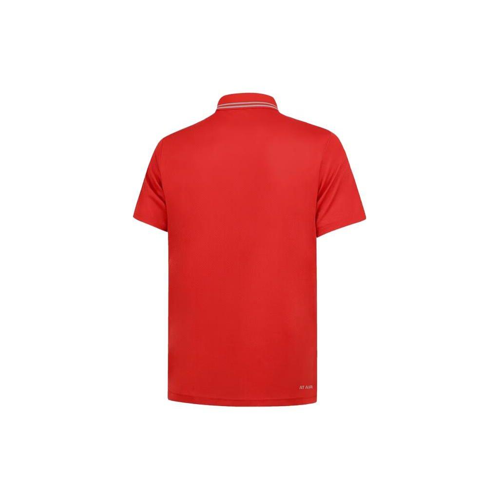 Li Ning Plain Collar Pullover Short Sleeve Polo Men Tops Red APLT077-6